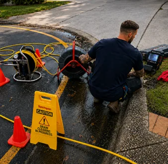 Burst drain pipe being repaired in Quakers Hill